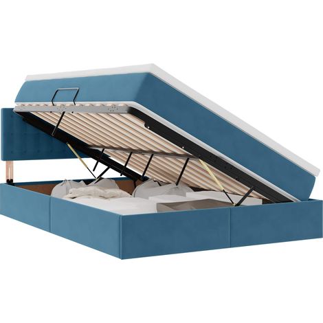 Maison Exclusive - Aufbewahrungsbett mit Matratze Dunkelblau 140