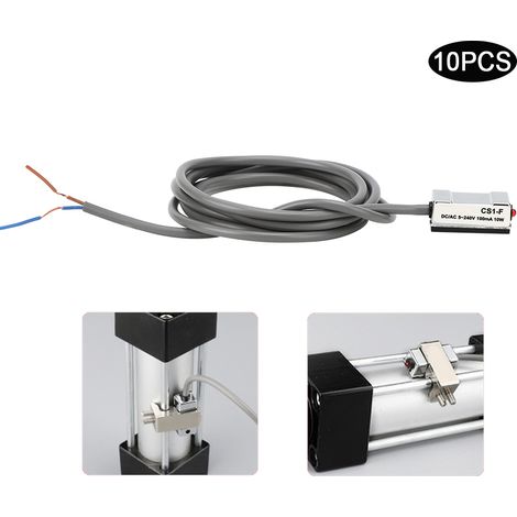 10 interrupteurs magnétiques CS1‑F 10W pour vérin pneumatique Reed marche/arrêt, compatibles SI SU SC JSI MI MA50‑63 (1/5)