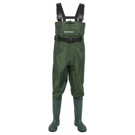 Waders Avec Bottes Intégrées - Corps En PVC Renforcé Nylon Et Coutures Étanches - Pour Pêche Chasse Agriculture - Taille 43 (1/4)