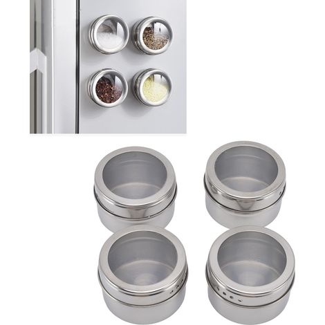Boîte à épices magnétique visuelle murale en acier inoxydable, flacon à épices pour réfrigérateur, pot à épices pour barbecue, ensemble saupoudreur (1/5)