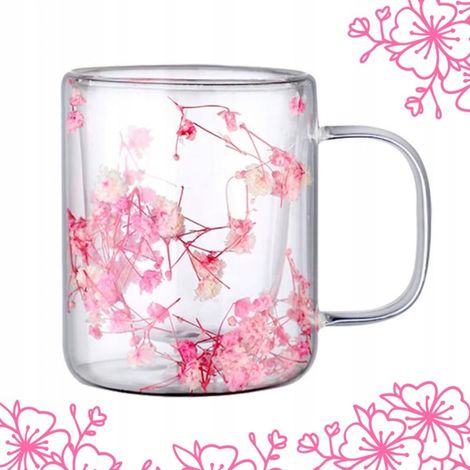 Verre thermo Ecarla à double fond et gypsophile rose SZK133 (1/4)