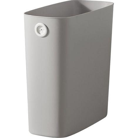 Small Waste Bin, Slim Plastic Waste Bin, Rectangular Bin for Bedroom, Bathroom, Office, Kitchen (Grey) (1/5)