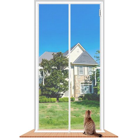 Porte Moustiquaire Pour Chat, 90x210cm Double Fermeture Éclair (1/5)
