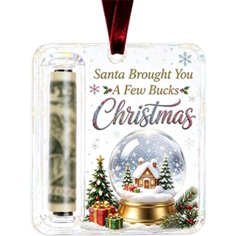 Porte-billets de Noël en acrylique, ornement suspendu, pendentif pour billets enroulables, décoration de calendrier de l'Avent. (1/5)