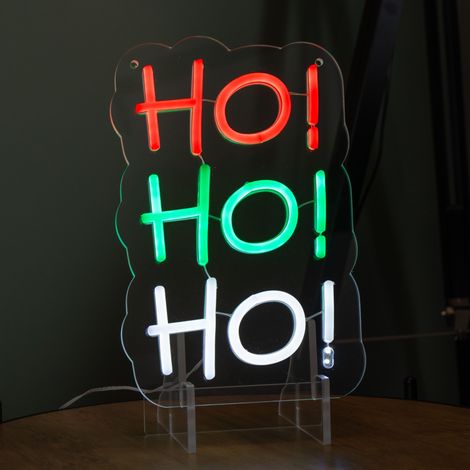 29cm Light up Hanging or Freestanding Christmas Ho Ho Ho Neon Sign (1/5)
