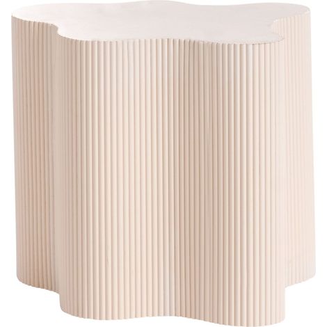 Tavolino con piano in MDF bianco design scanalato 40 x 50 cm Bianco Sporco Perry