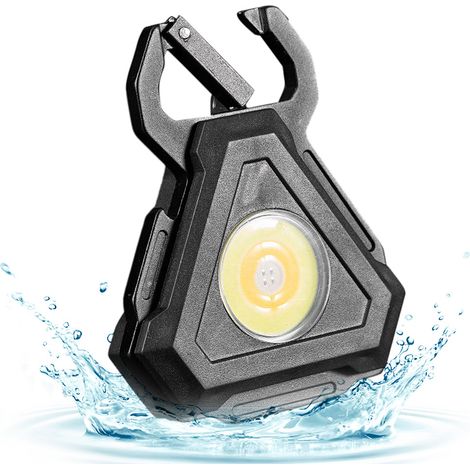 Lampe torche COB compacte et lumineuse, rechargeable, porte-clés, mini lampe torche portable de poche avec support pliable pour la pêche, la marche et le camping.