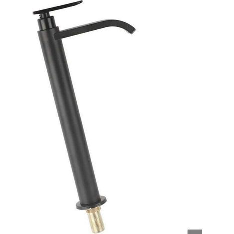 Robinet d'évier de salle de bain simple en acier inoxydable 304 G1/2, noir (1/5)