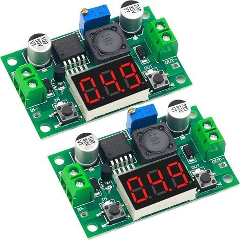 Módulo convertidor de voltaje reductor DC-DC de 2 piezas, módulo reductor de 4-40 V a 1,25-37 V 2 A con pantalla LED (1/5)