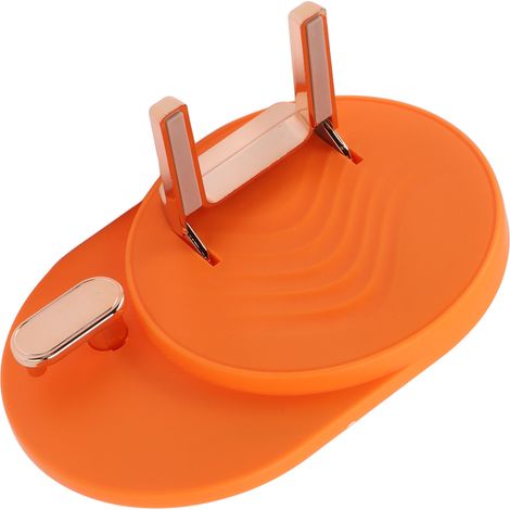 Sèche-cheveux mural étagère, sans perçage, rangement économique, support pour sèche-cheveux salle de bain, orange (1/5)
