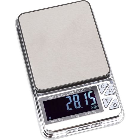 Balance numérique de haute précision 600 g/0,01 g, écran LCD, étanche, rechargeable par USB, idéale pour la cuisine et les bijoux. (1/5)