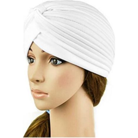 Bonnet Extensible Femme - Polyester Blanc - Pour Yoga Et Activités Décontractées - 56–58 Cm - 1 Pièce (1/3)