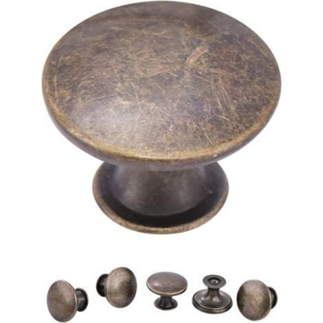 – Lot de 16 boutons de meuble en laiton antique – 30 mm diamètre – Fixation avec vis – Poignées rondes pour tiroirs et placards