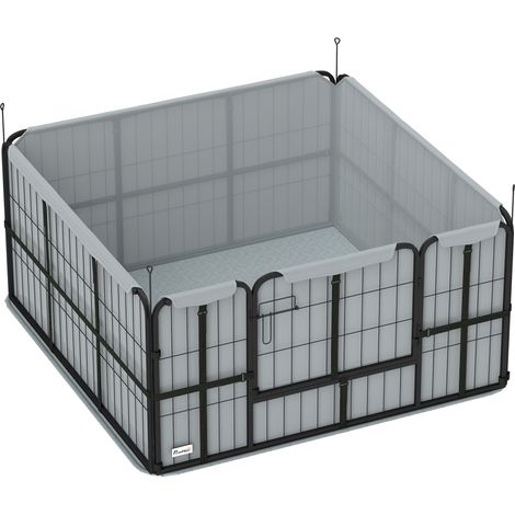 Parc de mise bas chien caisse accouchement avec porte tapis hygiénique lavable 122x122x60 cm noir (1/5)