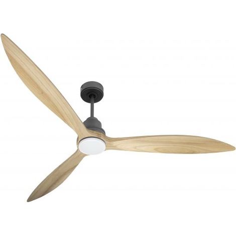Tenerife - Super destratificateur et ventilateur DC 166 cm Gris basalte pales bois clair avec Lumière 30 à 60 m² (1/5)