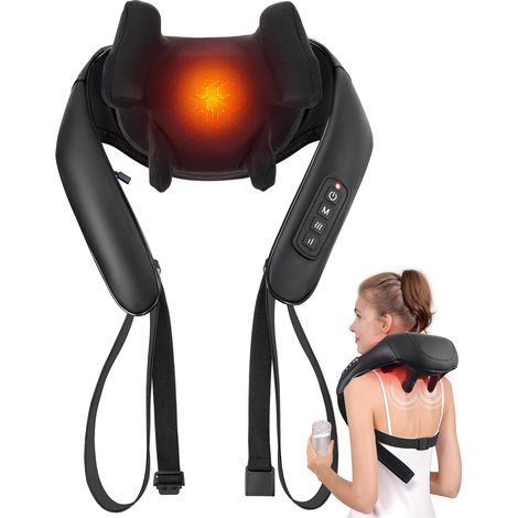 Filiyano-Appareil de massage Shiatsu sans fil pour la nuque et le dos avec fonction chauffante, coussin de massage 3D à pétrissage profond pour (1/5)