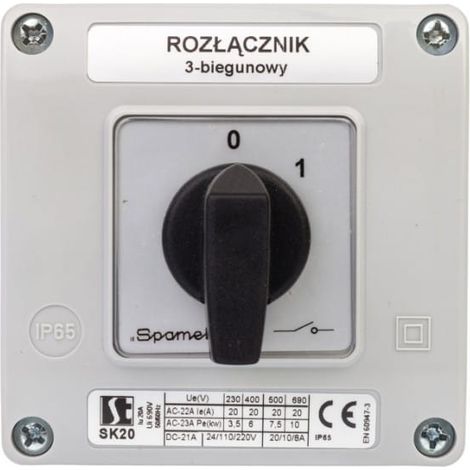 Nockenschalter 0-1 3P 20A im Gehäuse SK20-2.8211OB11