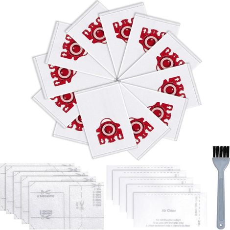 Lot de 12 sacs à poussière Airclean 3D compatibles Miele GN Classic C1, Complete C1/C2/C3, S2-S8, avec 5 filtres moteur et 5 filtres AirClean. (1/5)