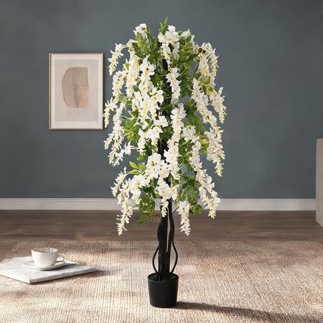 Plante artificielle glycine blanche en pot 165 cm intérieur (1/5)