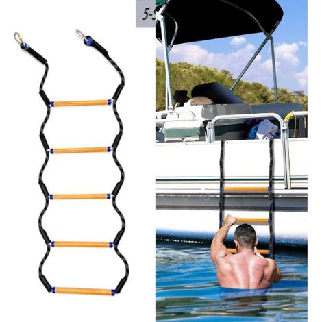 5-step boat ladder, rope ladder for boats, fire ladder, climbing aid for hunting, foldable boat ladder, detachable rope ladder for canoes and kayaks (1/5)