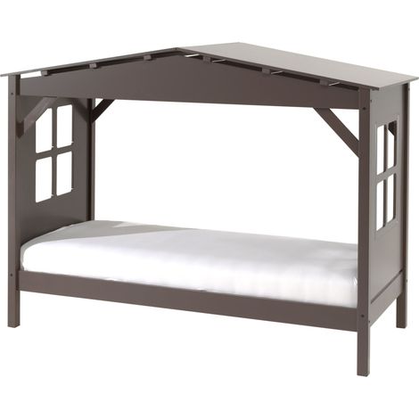 Lit cabane pin massif taupe Pinie 90x200 cm - Modéle Sans tiroir
