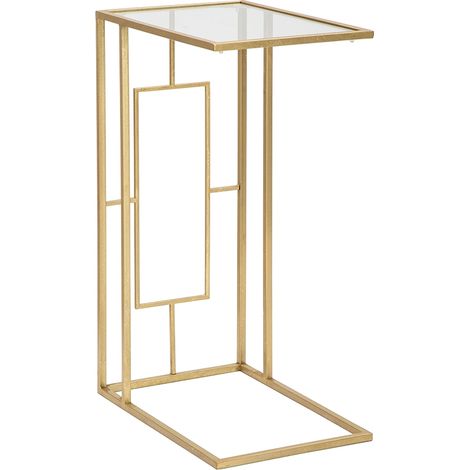 Tavolinetto da divano struttura in metallo color oro e vetro per interni (1/5)