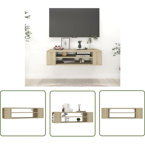 The Living Store Meuble TV suspendu Chêne sonoma 100x30x26,5 cm Bois ingénierie - Meuble Tv Suspendu - Meuble Tv Moderne - Meuble Tv Design - Étagère Murale - Support Tv (1/5)