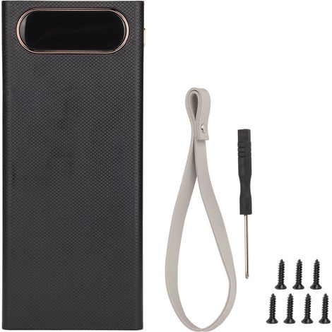 Boîtier de batterie externe DIY L16 16x18650, boîte avec affichage LCD, charge rapide 22,5W, sortie double USB, entrée Micro et Type-C, noir (1/5)