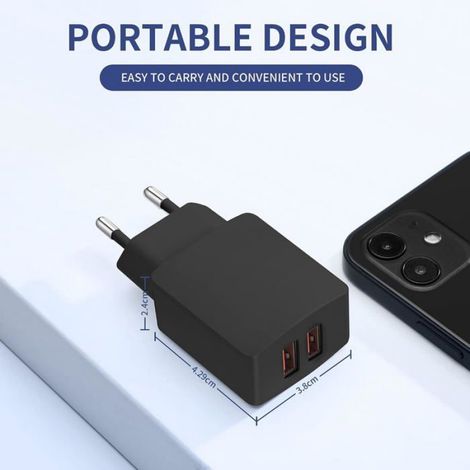 Adaptateur Secteur - Chargeur USB Double Port - 5 V 2,1 A - 10,5 W - Pour Appareils USB - 1 Pièce (1/5)