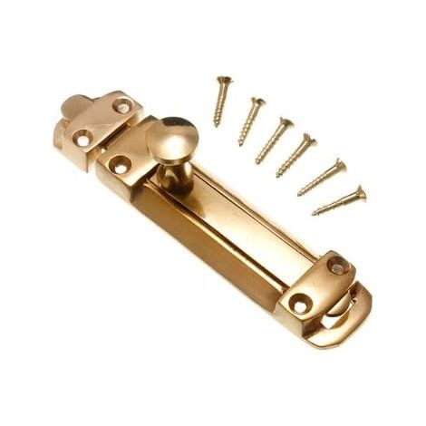 Lot de 5 boulons de porte en laiton massif poli 100 mm (1/2)