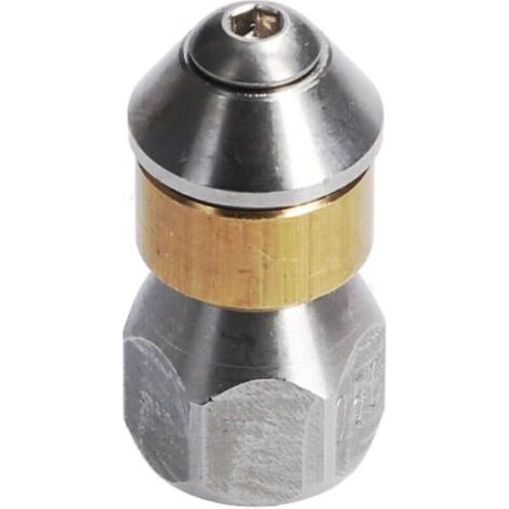 Buse de nettoyage de tuyaux pour nettoyeur haute pression rotative entrée 1/8" IG, 3 x 0,8 mm - 050, acier inoxydable/laiton (1/4)
