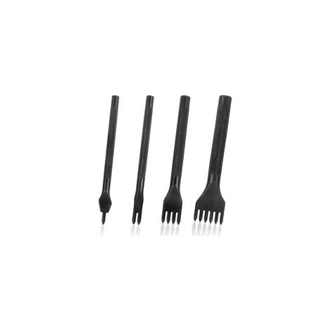 Kit Outils Perforatrice 4mm DIY Outils de Couture de Poinçon de Trou en Cuir En Acier Craft Laçage Coudre Ciseau Set 1/2/4/6 Dents 4 Pièces (1/5)