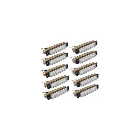 10 Stück 12V Seitenpositionsleuchten mit 6SMD-LEDs für vorne und hinten, geeignet für PKW, Wohnwagen, Wohnmobil, LKW, Bus, Boot, Traktor, Motor, weiß - Crezuo