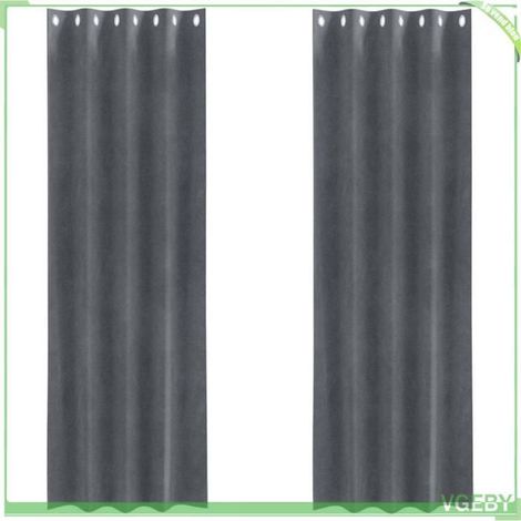 Rideaux occultants - FAFEISY - Velours - Gris clair - 140 x 260 cm - Lot de 2 (1/4)