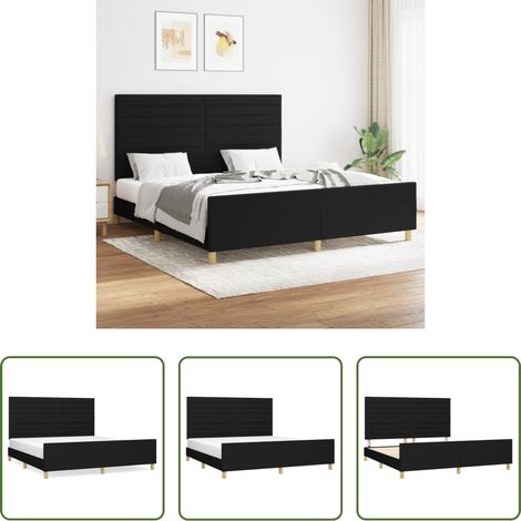 Kopfteil - Bettgestell ohne Matratze Schwarz 160x200 cm Stoff (1/5)