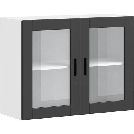 Pensile da Cucina con Porta in Vetro Porto Nero vidaXL