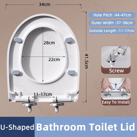 (Abattant de toilettes - A7) Abattant de toilettes pour salle de bain, installation facile, siège ovale allongé, abattant de toilettes à arc élargi, siège de toilettes rond, fermeture silencieuse (bla (1/5)