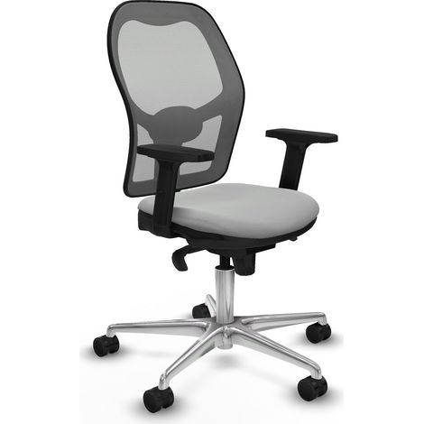Jorquera sincro malla gris similpiel gris claro brazos 2D base aluminio ruedas 65mm nailon (1/5)