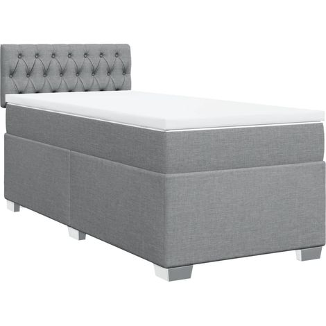 Maison Exclusive - Cama box spring con colchón tela gris claro 10