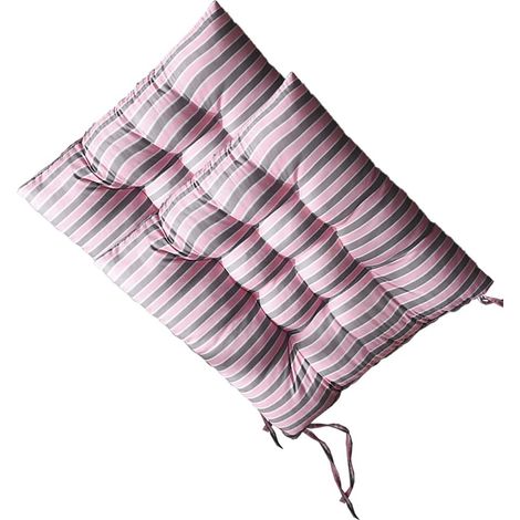 Coussin de siège à rayures roses, lot 2, en polyester
