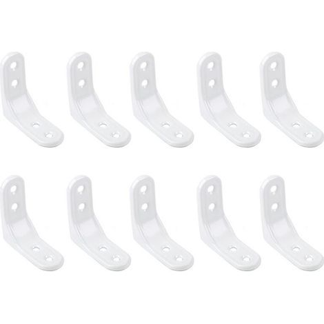 BUNTHAUS Support à angle droit, 10 pièces de support à angle droit, support en acier inoxydable blanc, support fixe blanc de 50 mm, support à angle droit en forme de L à 90 degrés-Étagère murale