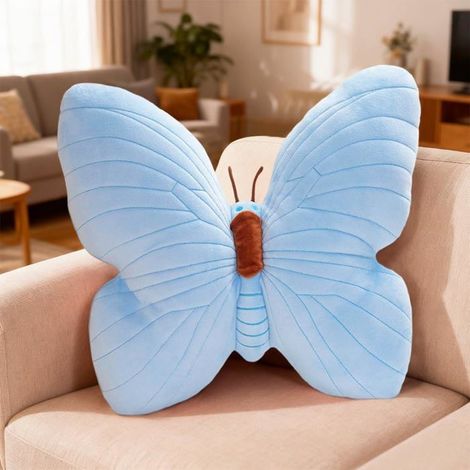 Kuschelkissen Schmetterling - 40 cm - Ästhetisches Design - Weich - Für Wohnzimmer und Sofa - Blau