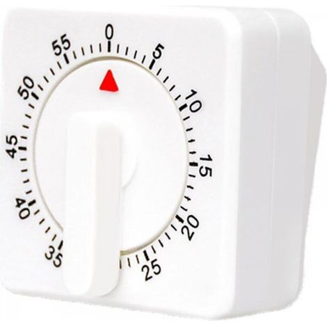 Horloge de cuisine mécanique de 60 minutes, minuteur visuel carré blanc avec alarme forte - Blanc (1/5)