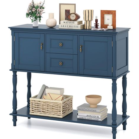 COSTWAY Console Ingresso con 2 Cassetti e 2 Ante (Blu) (1/5)