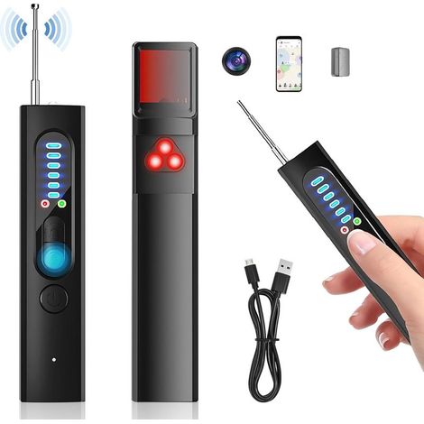 comeder Spionagemikrofon-Detektor, Spionagekamera-Frequenzdetektor, HF-Signaldetektor für GPS-Tracker, Abhörgeräte, drahtlose Kameras für Hotel, Zuhause, Büro, Reisen (1/4)