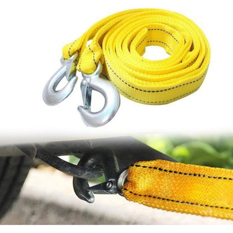 Câble de Remorquage - 4 m - Crochets Métalliques - Charge Maximale 4000 kg - Jaune - Pour Dépannage Véhicule - 1 Pièce (1/5)