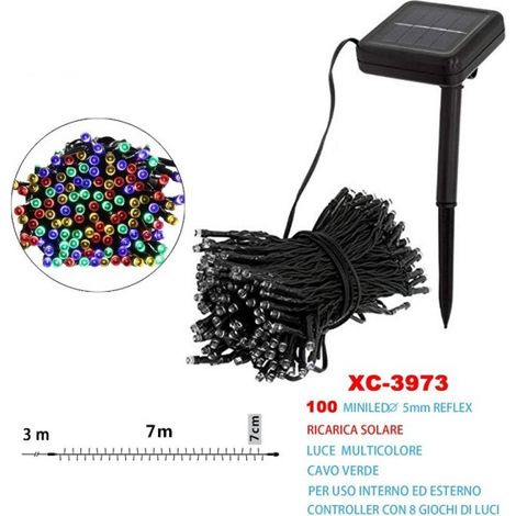 Chaîne Lumineuse De 100 Led Avec Lumière Multicolore Alimentée Par L'énergie Solaire Xc-3973