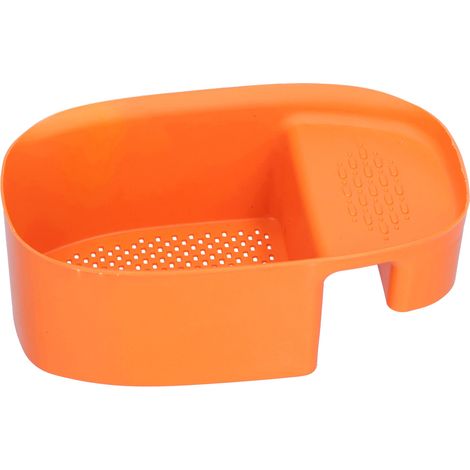 Multifunktionale Spülbeckenablage, Gemüse- und Obstkorb, Speiserestefilter, für die Küche, orange (1/5)