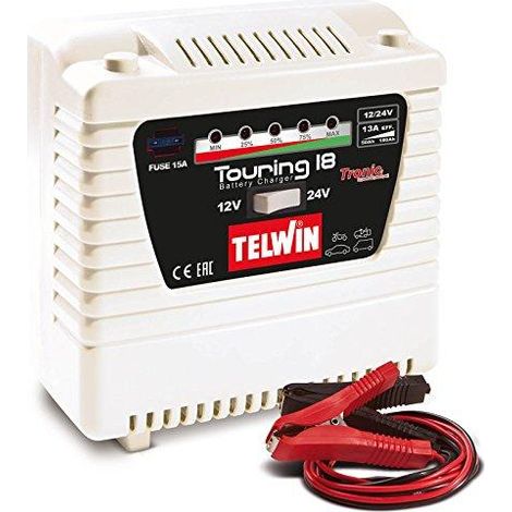 Telwin 807593 Touring 18 Cargador de baterías WET GEL Pb-Ca AGM MF EFB 12/24 V
