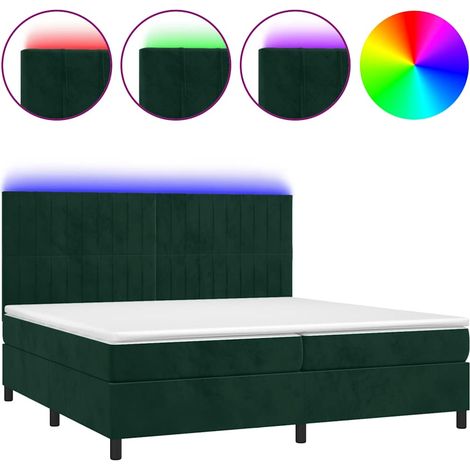 Maison Exclusive - Boxspringbett mit Matratze & LED Dunkelgrün 20